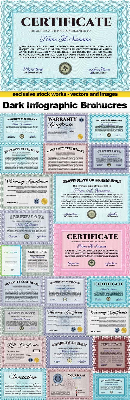 Certificate Collection, 25x EPS,25个证书模板(第一套/矢量)